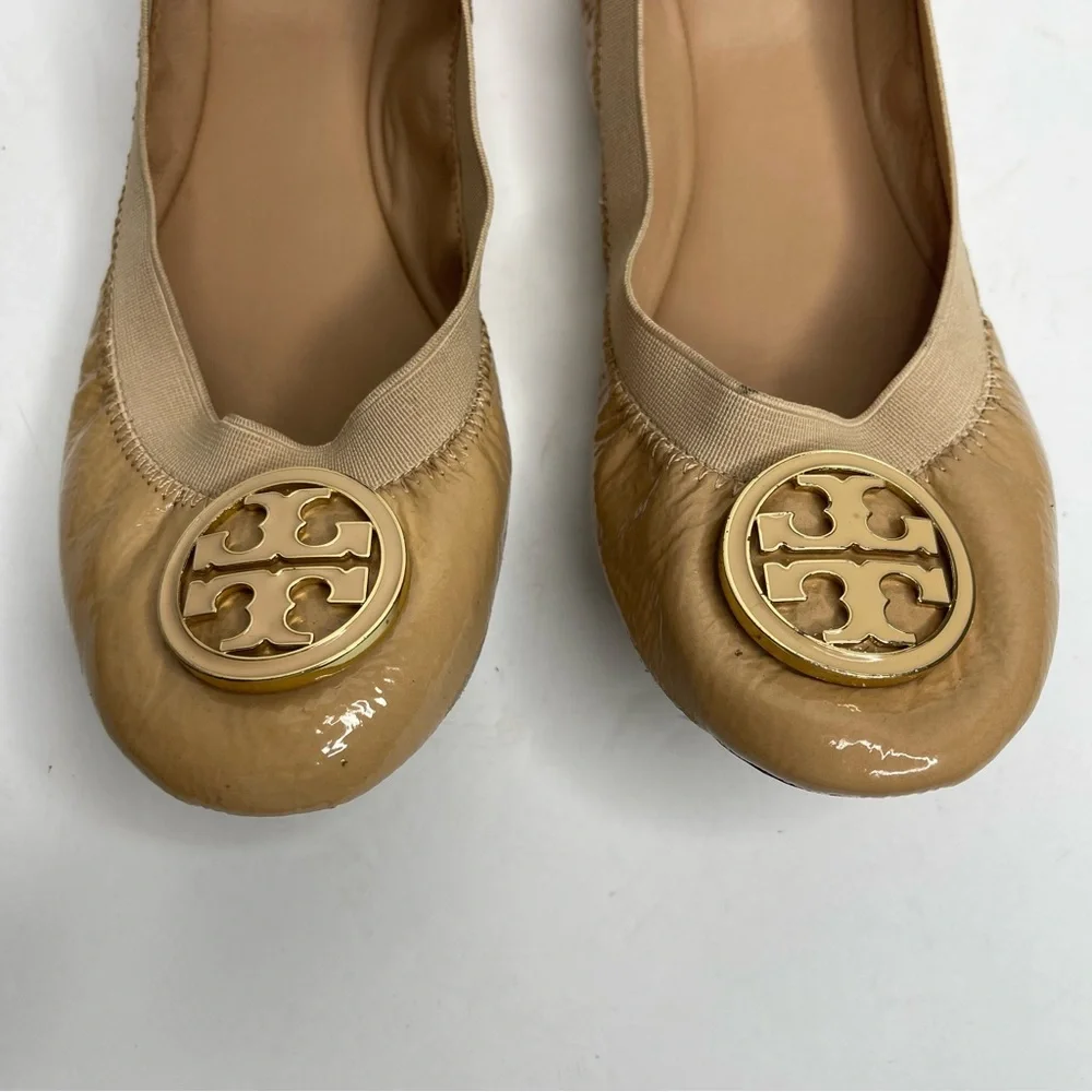 TORY BURCH Caroline Elastic Patent Leather Ballet Ballerina Flats Size 7